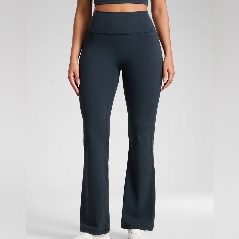 No front seam navy blue Flared Pants